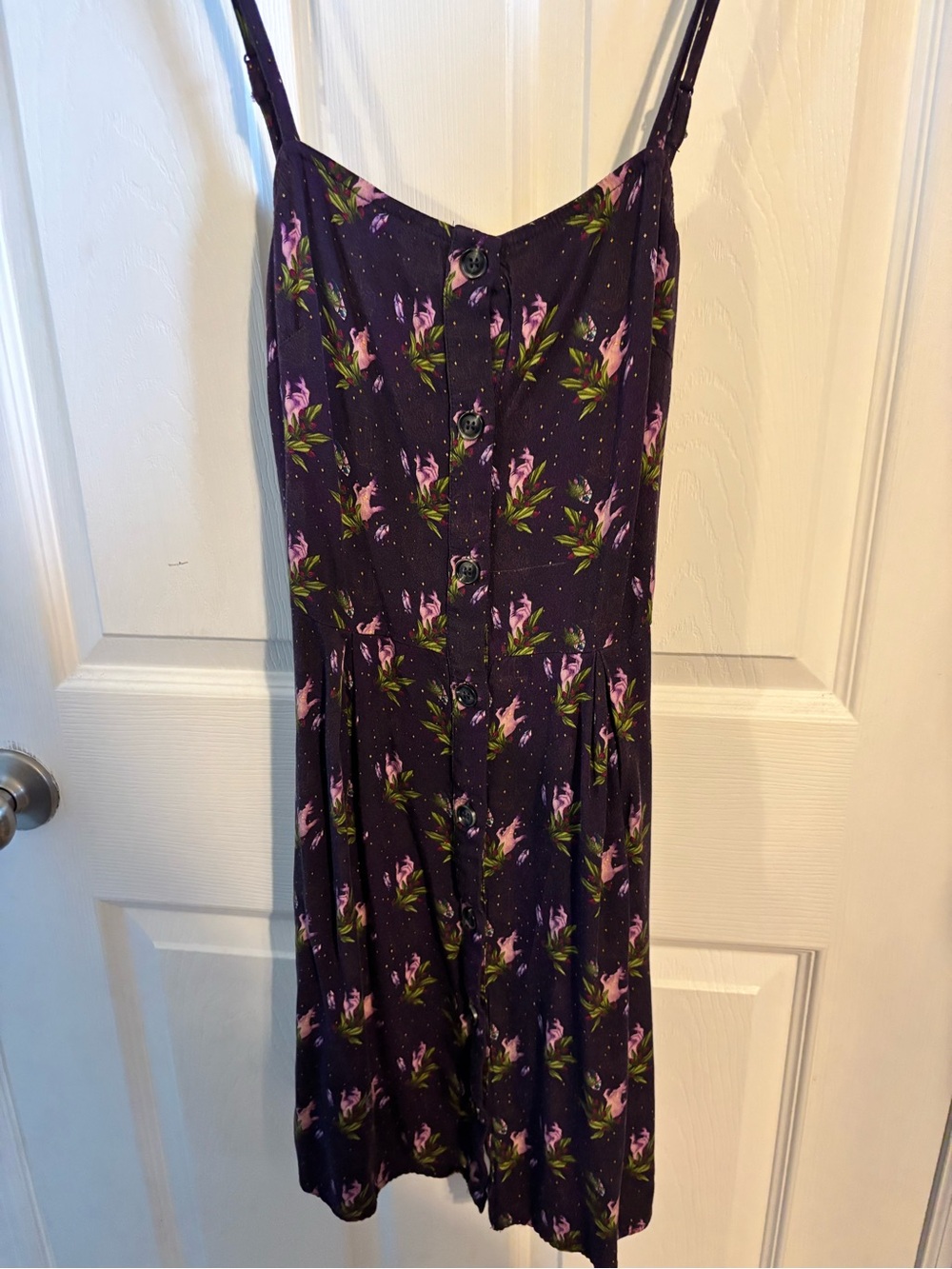 😍DISTURBIA Button-Front Spaghetti Strap Dress SZ UK 10/ US 4/6